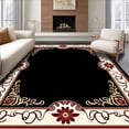 thumbnail image 1 of ODIKA 3'x5' Machine Washable Non-Slip Area Rug, Dark Black Floral Border High Traffic Rug, Black, 336990, 1 of 7