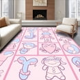 thumbnail image 1 of ODIKA 3'x5' Machine Washable Non-Slip Area Rug, Delightful Alphabet Arrangement with Stylized Characters and Palette High Traffic Rug, Pink, 688209, 1 of 7