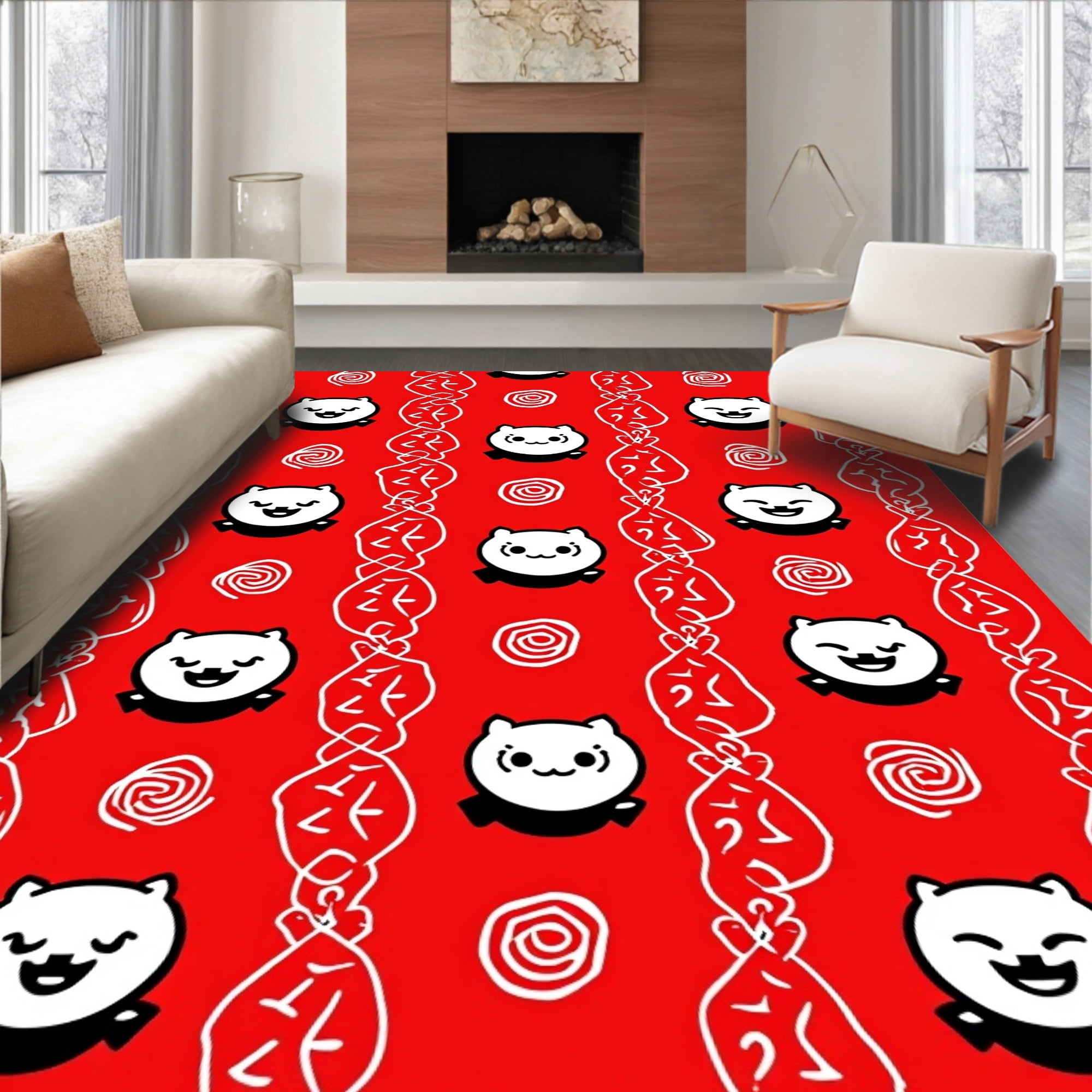 Capybara Rug Rectangle ODIKA 3'x5' Machine Washable Non-Slip Area Rug, Delightful Cartoon ...