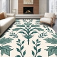 thumbnail image 1 of ODIKA 3'x5' Machine Washable Non-Slip Area Rug, Distressed Botanical Vine with Classical Damask High Traffic Rug, Teal, 658269, 1 of 7