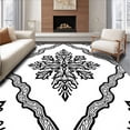 thumbnail image 1 of ODIKA 3'x5' Machine Washable Non-Slip Area Rug, Distressed Damask Print with Faded Elegance Motifs High Traffic Rug with Pad, Black, 527648, 1 of 8