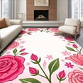 thumbnail image 1 of ODIKA 3'x5' Machine Washable Non-Slip Area Rug, Dreamy Watercolor Botanical Garden Whimsical Artistic Nursery High Traffic Rug, Pink, 462963, 1 of 7