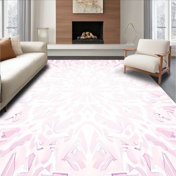 ODIKA 3'x5' Machine Washable Non-Slip Area Rug, Dreamy Winter Decorative Platform High Traffic Rug, Pink, 639898