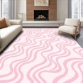 thumbnail image 1 of ODIKA 3'x5' Machine Washable Non-Slip Area Rug, Dual Plush Seat Featuring Interlocking Wave Motifs High Traffic Rug with Pad, Pink, 485416, 1 of 8