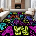 thumbnail image 1 of ODIKA 3'x5' Machine Washable Non-Slip Area Rug, Dynamic Letter Recognition with Movement High Traffic Rug, Black, 689877, 1 of 7