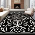 thumbnail image 1 of ODIKA 3'x5' Machine Washable Non-Slip Area Rug, Dynasty Baroque Jewel Labyrinth High Traffic Rug with Pad, Black, 657863, 1 of 8