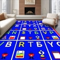 thumbnail image 1 of ODIKA 3'x5' Machine Washable Non-Slip Area Rug, Educational Design Showcasing Letters with Iconic Imagery High Traffic Rug, Blue, 692485, 1 of 7