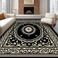 thumbnail image 1 of ODIKA 3'x5' Machine Washable Non-Slip Area Rug, Elegant Botanical Classic Edition High Traffic Rug with Pad, Black, 365915, 1 of 8