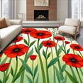 thumbnail image 1 of ODIKA 3'x5' Machine Washable Non-Slip Area Rug, Elegant Floral Meadow Poppy Bloom High Traffic Rug, Red, 677634, 1 of 7