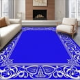 thumbnail image 1 of ODIKA 3'x5' Machine Washable Non-Slip Area Rug, Elegant Floral Swirls With Dancing Accents Design High Traffic Rug with Pad, Blue, 646439, 1 of 8