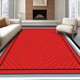 thumbnail image 1 of ODIKA 3'x5' Machine Washable Non-Slip Area Rug, Elegant Interlocking Lattice Modern Bordered Contemporary High Traffic Rug with Pad, Red, 585504, 1 of 8