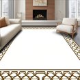 thumbnail image 1 of ODIKA 3'x5' Machine Washable Non-Slip Area Rug, Elegant Lattice Border Accent With Interlocking Motif High Traffic Rug with Pad, Brown, 593089, 1 of 8