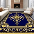 thumbnail image 1 of ODIKA 3'x5' Machine Washable Non-Slip Area Rug, Elegant Medallion with Intricate Floral Design High Traffic Rug with Pad, Blue, 388210, 1 of 8