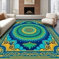 thumbnail image 1 of ODIKA 3'x5' Machine Washable Non-Slip Area Rug, Elegant Peacock Feather Medallion Decorative High Traffic Rug, Blue, 581404, 1 of 7