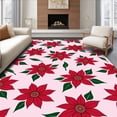 thumbnail image 1 of ODIKA 3'x5' Machine Washable Non-Slip Area Rug, Elegant Poinsettia Bathroom Decorative Toilet Seat Kit High Traffic Rug, Pink, 735717, 1 of 7