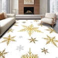 thumbnail image 1 of ODIKA 3'x5' Machine Washable Non-Slip Area Rug, Elegant Snowflake Holiday Sparkle Glitter Festive Shimmer Decoration High Traffic Rug with Pad, Gold, 625192, 1 of 8