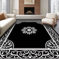 thumbnail image 1 of ODIKA 3'x5' Machine Washable Non-Slip Area Rug, Elegant Snowflake Medallion with Intricate Swirling Accents High Traffic Rug, Black, 746124, 1 of 7