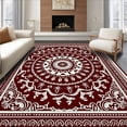 thumbnail image 1 of ODIKA 3'x5' Machine Washable Non-Slip Area Rug, Elegant Style Displaying Layered Petal Shapes And Delicate Filigree High Traffic Rug, Red, 570238, 1 of 5