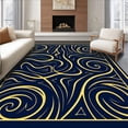 thumbnail image 1 of ODIKA 3'x5' Machine Washable Non-Slip Area Rug, Elegant Swirling Quicksand Abstract High Traffic Rug with Pad, Blue, 496228, 1 of 8