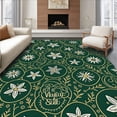 thumbnail image 1 of ODIKA 3'x5' Machine Washable Non-Slip Area Rug, Elegant Winter Motif With Interlocking Starfish and Snowflakes High Traffic Rug with Pad, Green, 509367, 1 of 8
