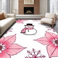 thumbnail image 1 of ODIKA 3'x5' Machine Washable Non-Slip Area Rug, Elegant Yuletide Bathroom Ensemble With Merry Frosty Character High Traffic Rug, Pink, 628405, 1 of 7