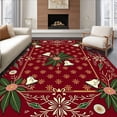 thumbnail image 1 of ODIKA 3'x5' Machine Washable Non-Slip Area Rug, Elegant Yuletide Celebration Comfort Standing High Traffic Rug, Red, 734300, 1 of 7