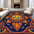 thumbnail image 1 of ODIKA 3'x5' Machine Washable Non-Slip Area Rug, Elephant Medallion with Motifs and Details High Traffic Rug, Orange, 714765, 1 of 7