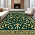 thumbnail image 1 of ODIKA 3'x5' Machine Washable Non-Slip Area Rug, Emerald Wave with Intricate Motifs and Symmetrical Design High Traffic Rug, Green, 389952, 1 of 7