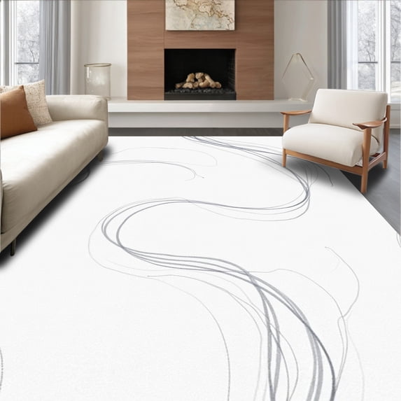 ODIKA 3x5 Machine Washable Non-Slip Area Rug, Enchanted Fog Spiral Luxury Touch High Traffic Rug, Gray, 469301