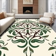 thumbnail image 1 of ODIKA 3'x5' Machine Washable Non-Slip Area Rug, Enchanted Foliage Damask Ornamental Treasure High Traffic Rug with Pad, Ivory, 590812, 1 of 8