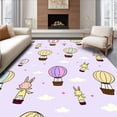 thumbnail image 1 of ODIKA 3'x5' Machine Washable Non-Slip Area Rug, Enchanted Forest Creatures Soaring Through Dreamy Sky Clouds High Traffic Rug, Purple, 682598, 1 of 7