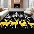 thumbnail image 1 of ODIKA 3'x5' Machine Washable Non-Slip Area Rug, Enchanted Forest Deer Pine Tree Holiday Entrance High Traffic Rug, Black, 623647, 1 of 7