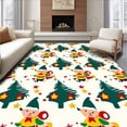 thumbnail image 1 of ODIKA 3'x5' Machine Washable Non-Slip Area Rug, Enchanted Forest Gnomes with Twinkling Stars and Pine Branch Motifs High Traffic Rug, Green, 737611, 1 of 7