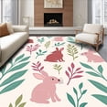 thumbnail image 1 of ODIKA 3'x5' Machine Washable Non-Slip Area Rug, Enchanted Forest Rabbit Design with Nature Motifs High Traffic Rug, Pink, 721120, 1 of 7