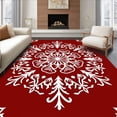 thumbnail image 1 of ODIKA 3'x5' Machine Washable Non-Slip Area Rug, Enchanted Frosty Medallion Yuletide Accent High Traffic Rug with Pad, Red, 607888, 1 of 8