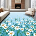 thumbnail image 1 of ODIKA 3'x5' Machine Washable Non-Slip Area Rug, Enchanted Garden Botanical Wildflower Meadow Dreamy Pastoral High Traffic Rug with Pad, Blue, 599736, 1 of 8