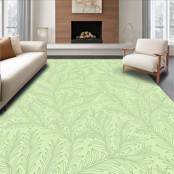 ODIKA 3x5 Machine Washable Non-Slip Area Rug, Enchanted Garden Foliage Vine Ornate Scroll Paisley Flourish High Traffic Rug, Green, 579200