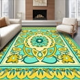 thumbnail image 1 of ODIKA 3'x5' Machine Washable Non-Slip Area Rug, Enchanted Garden Maze Whimsical Lattice Framework Decorative High Traffic Rug, Teal, 539668, 1 of 7