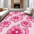 thumbnail image 1 of ODIKA 3'x5' Machine Washable Non-Slip Area Rug, Enchanted Garden Rosette Deluxe Plush Artistic Statement High Traffic Rug, Pink, 743268, 1 of 7
