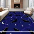 thumbnail image 1 of ODIKA 3'x5' Machine Washable Non-Slip Area Rug, Enchanted Nocturnal Creatures Beneath Twinkling Celestial High Traffic Rug, Blue, 514919, 1 of 7