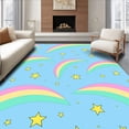 thumbnail image 1 of ODIKA 3'x5' Machine Washable Non-Slip Area Rug, Enchanted Sky with Arc Shaped Rainbows and Scattered Details High Traffic Rug with Pad, Blue, 645408, 1 of 8