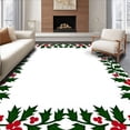 thumbnail image 1 of ODIKA 3'x5' Machine Washable Non-Slip Area Rug, Enchanted Winter Wonderland Deer with Holly Leaf Accent High Traffic Rug, Green, 621796, 1 of 7