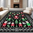 thumbnail image 1 of ODIKA 3'x5' Machine Washable Non-Slip Area Rug, Enchanted Yuletide Gnome Scene with Fir Branches and Snow Crystal High Traffic Rug, Black, 654622, 1 of 7
