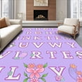 thumbnail image 1 of ODIKA 3x5 Machine Washable Non-Slip Area Rug, Enchanting Fairy Tale Letter Garden Tapestry with Magical ABC High Traffic Rug, Purple, 698512, 1 of 7