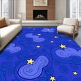 thumbnail image 1 of ODIKA 3'x5' Machine Washable Non-Slip Area Rug, Enchanting Highland Calf Dreamscape with Starry Sky Accents High Traffic Rug with Pad, Blue, 738659, 1 of 8