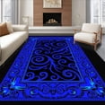 thumbnail image 1 of ODIKA 3'x5' Machine Washable Non-Slip Area Rug, Enchanting Spiral Vine Deluxe High Traffic Rug, Blue, 593592, 1 of 7