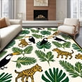 thumbnail image 1 of ODIKA 3'x5' Machine Washable Non-Slip Area Rug, Enchanting Tropical Canopy with Exotic Wildlife and Interlocking Leaf Motifs High Traffic Rug with Pad, Ivory, 682216, 1 of 8