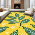thumbnail image 1 of ODIKA 3'x5' Machine Washable Non-Slip Area Rug, Evergreen Branch Flourish Adorned with Stylized Flurries High Traffic Rug with Pad, Yellow, 630051, 1 of 8