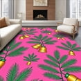 thumbnail image 1 of ODIKA 3'x5' Machine Washable Non-Slip Area Rug, Evergreen Branches with Festive Chime and Snow Dusted Pinecone Design High Traffic Rug, Pink, 649117, 1 of 7