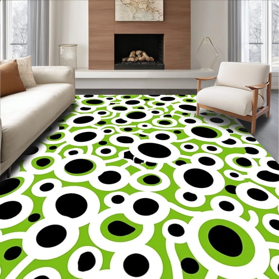 ODIKA 3'x5' Machine Washable Non-Slip Area Rug, Exotic Animal Spotted Design Accent High Traffic Rug with Pad, Green, 592637